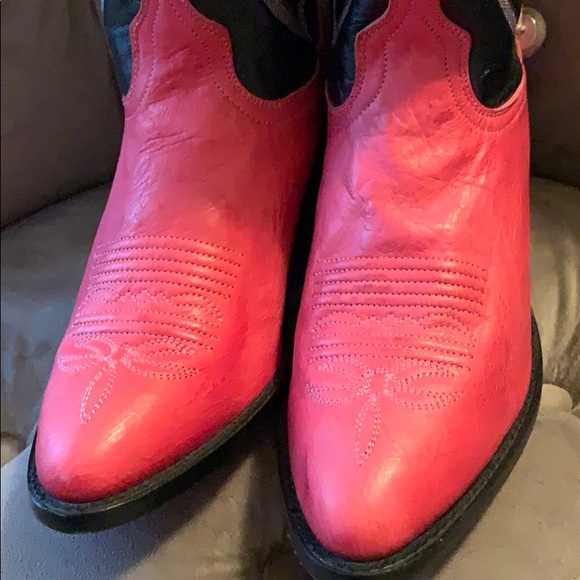 Like New! Dan Post genuine Ostrich pink black 8 M boots - Picture 4 of 8